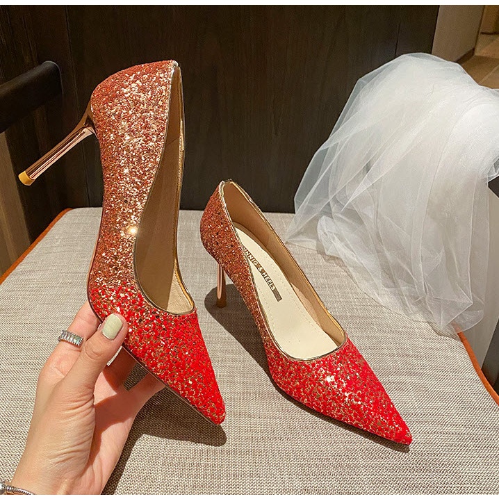 HÀNG CÓ SẴN  _ Giày Cao Gót Ánh Nhũ Big Size