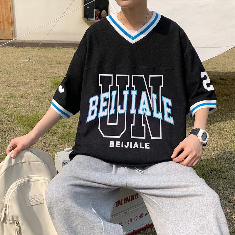 Áo Thun Nam Ngắn Tay In Chữ Phong Cách Hip hop Năng Động