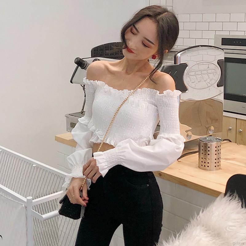 Áo croptop tay dài hở vai sành điệu cho nữ