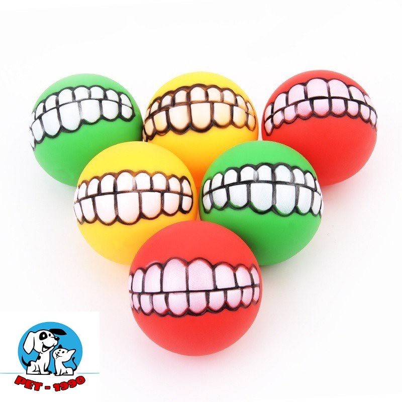 Bóng Gặm Cao Su Hình Răng Cười Ngộ Nghĩnh Có Tiếng Kêu Giúp Sạch Răng Cho Chó Mèo