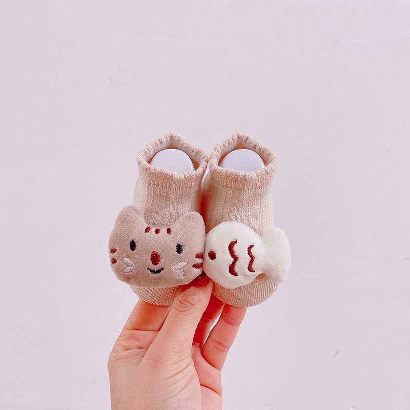 Đôi Vớ Chống Trượt Họa Tiết Hoạt Hình 3d Dành Cho Bé Từ 0-1 Tuổi
