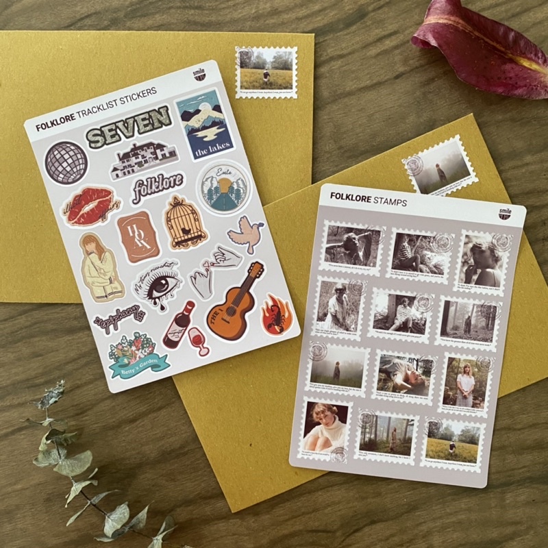 Bộ sticker sheet trang trí Smile More decor theo album Folklore của Taylor Swift