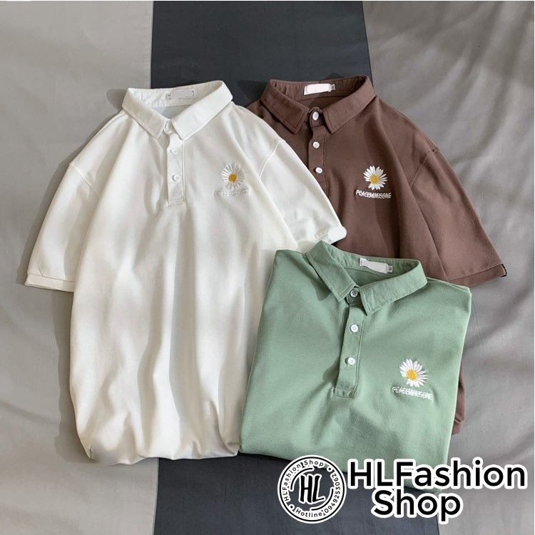 Áo thun tay lỡ unisex T-shirt cổ trụ thêu Hoa cúc Peaceminisone - form rộng freesize | BigBuy360 - bigbuy360.vn