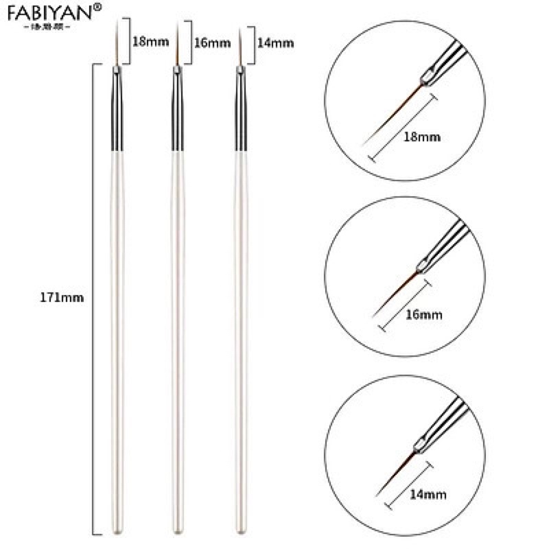 Set 3 cọ râu đủ size chuyên dụng vẽ móng