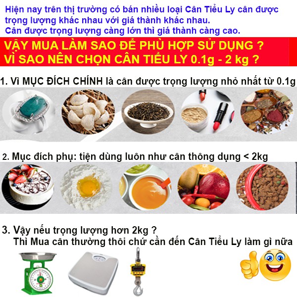 Cân Điện Tử Mini Đa Năng 0.1g/ 2Kg,Tặng 1 Khay Đựng