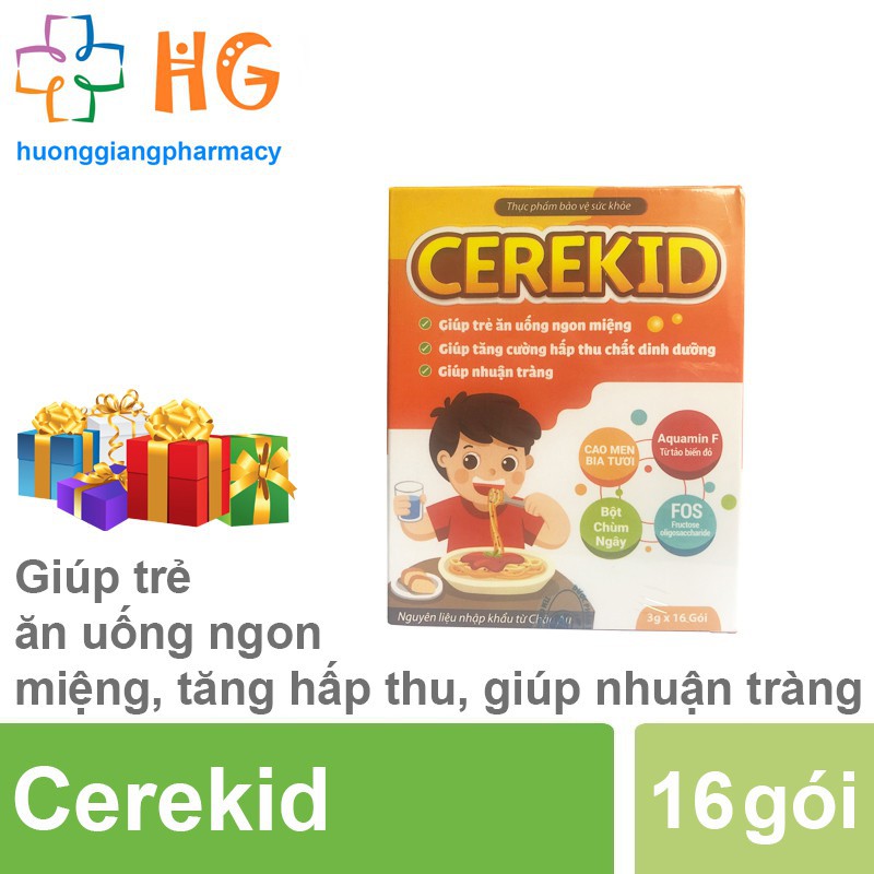 CEREKID- giúp trẻ ăn ngon miệng, cải thiện tình trạng trẻ biếng ăn, táo bón, tiêu hóa tốt ( Hộp 16 gói )