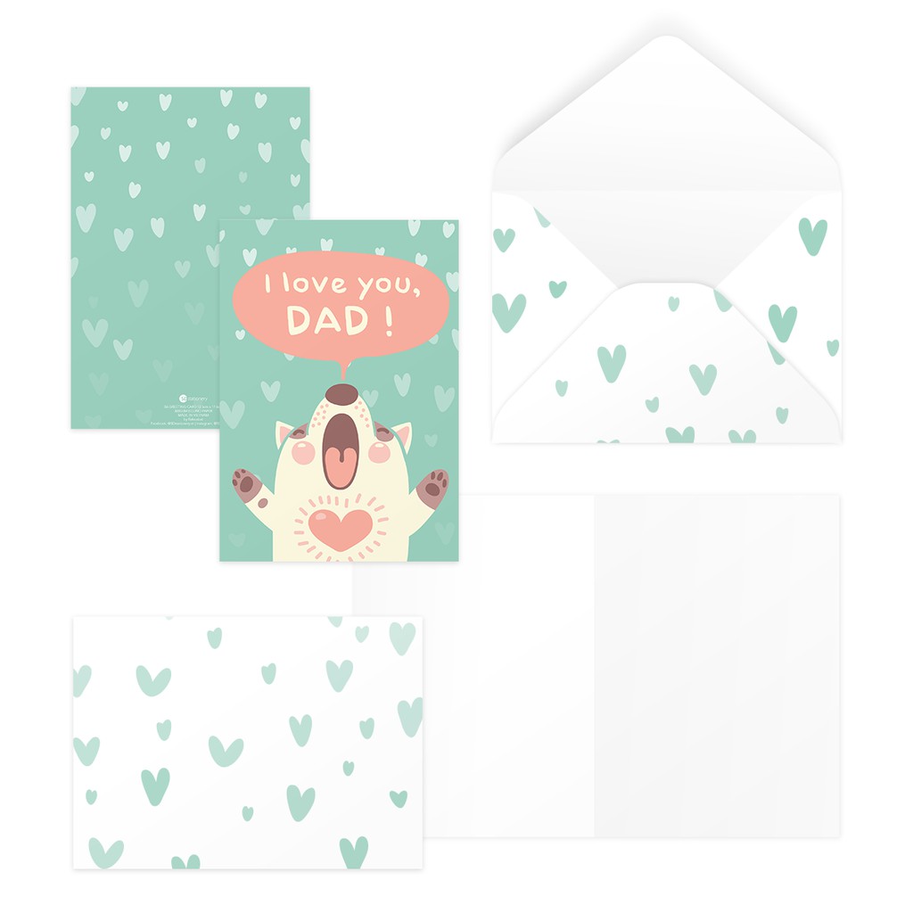 Thiệp tặng ba, mừng sinh nhật bố, ngày của cha, father’s day DAD 12,5x17,6 SDstationery CUTE, cún con chó con dễ thương