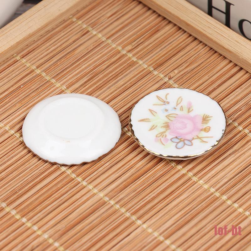 Bộ 2 Đĩa Sứ mini Tỉ Lệ 1 / 12 Trang Trí Nhà Búp Bê Xinh Xắn