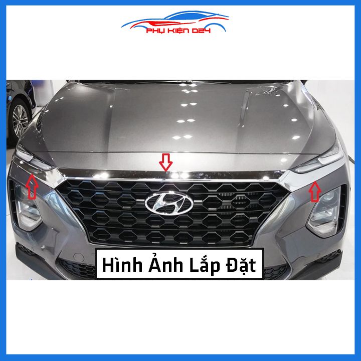 Ốp trang trí mặt ca lăng, calang Santafe 2019-2020-2021-2022-2023 ốp phía trước capo trang trí làm đẹp xe