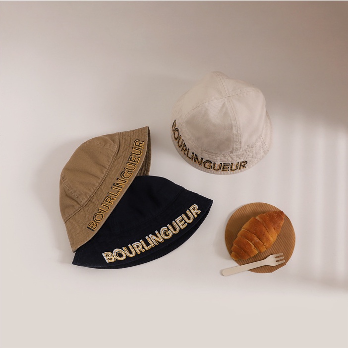 Nón Tai Bèo Màu Trơn Thêu Chữ Đơn Giản Thời Trang Hàn Quốc Cho Bé