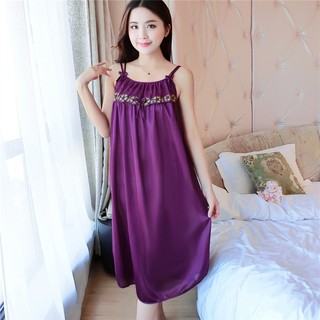Đầm (Váy) ngủ nữ 2 dây phi lụa mềm mại thoáng mát co giãn SX576