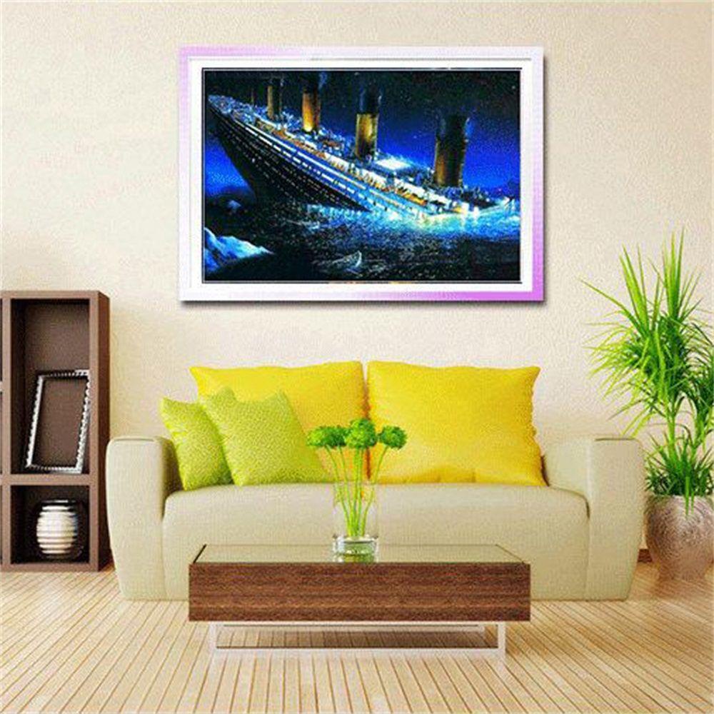 Tranh Đính Đá 5D Tự Làm Hình Tàu Titanic Trang Trí Nhà Cửa