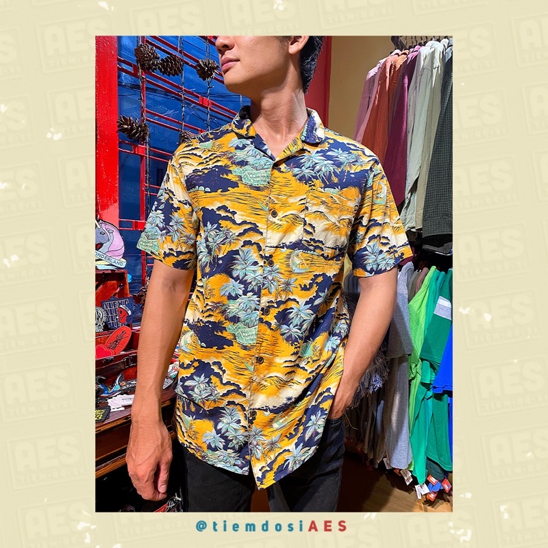 Áo Hawaii Hoa Lá Chim Cò Vintage Oversize 2Hand/Secondhand - tiemdosiAES