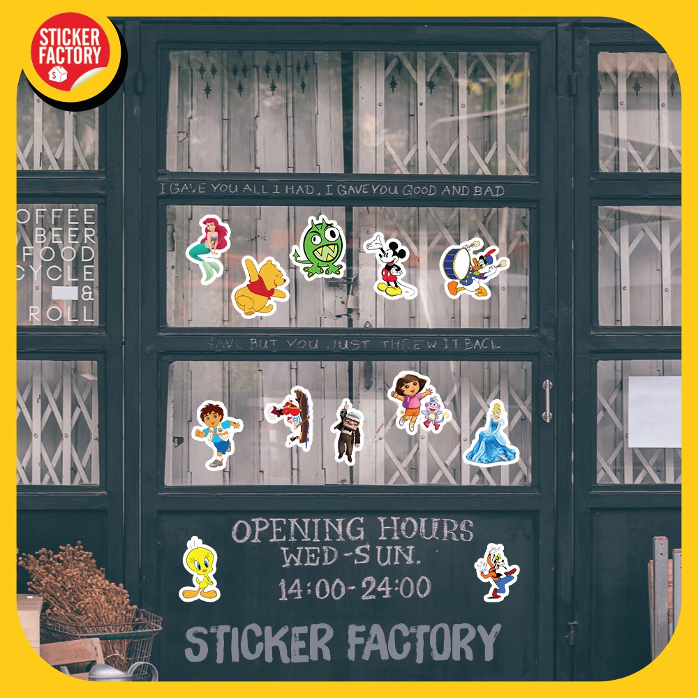 Cartoon - hộp set 100 sticker decal hình dán dễ thương, trang trí nón bảo hiểm , laptop, xe máy, ô tô - STICKER FACTORY