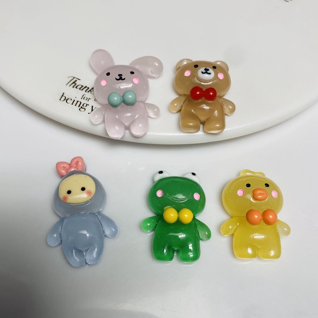 Set 10 Kẹp Tóc Dạ Quang Hình Thú/Thỏ/Vịt/Vịt/Gấu Bằng Nhựa Dạ Quang Độc Đáo DIY