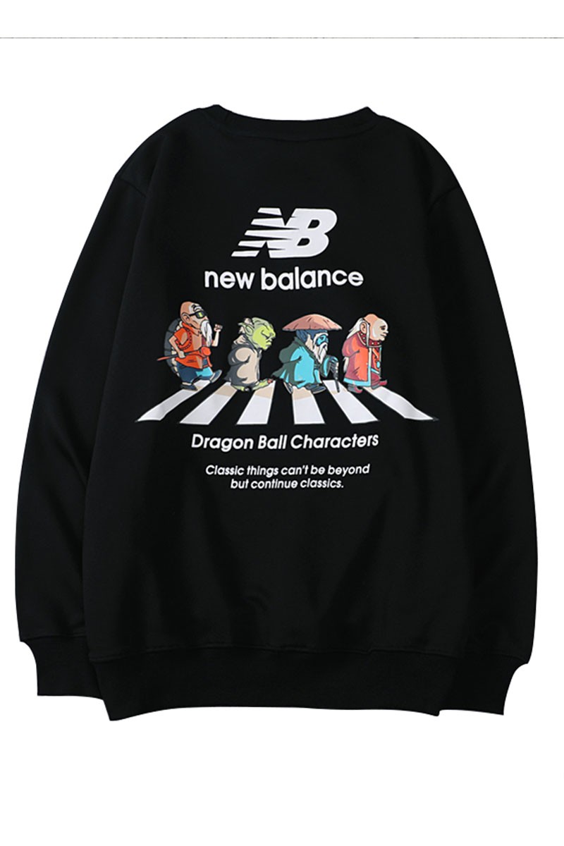 Mới New Balance Áo Sweater Cổ Tròn Dáng Rộng In Hình Sói Trắng Thời Trang Cho Cặp Đôi Mã 012