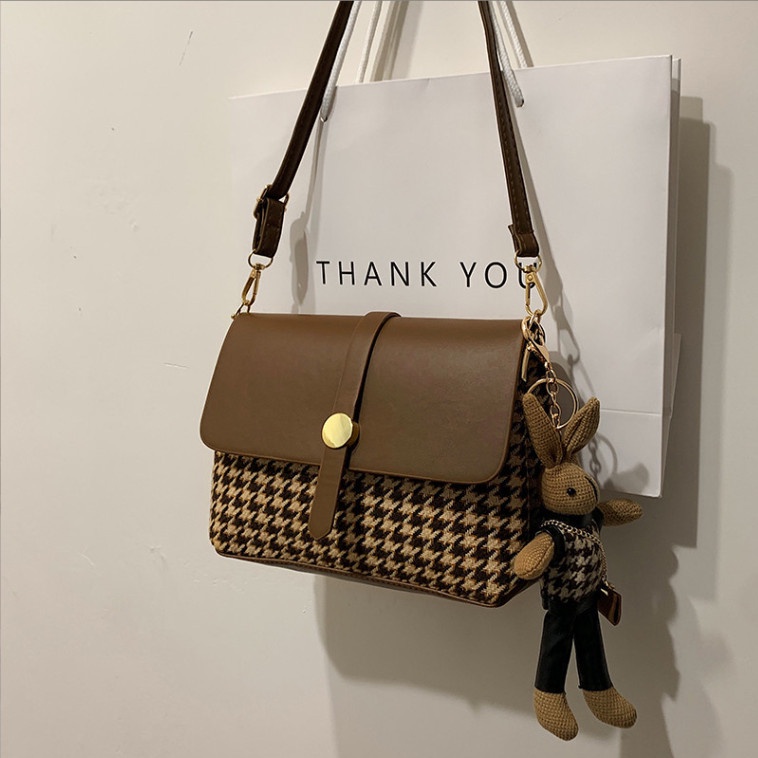 Túi đeo chéo nữ họa tiết caro hai ngăn thời trang BAG U CARO2N