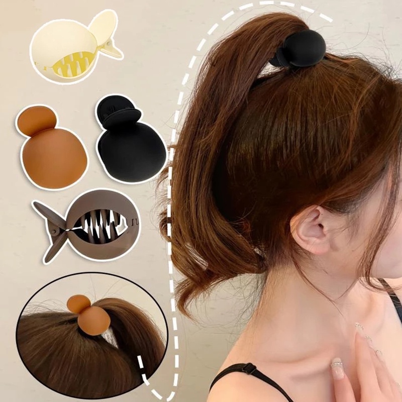 1 Kẹp Tóc Đuôi Ngựa Tròn Bằng Acrylic Nhám Thoải Mái Thời Trang Cho Nữ