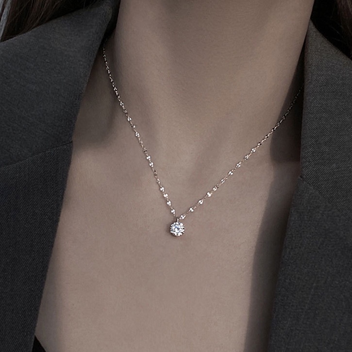 Dây chuyền Bạc ý 925 đính đá kim cương nhân tạo vòng cổ nữ