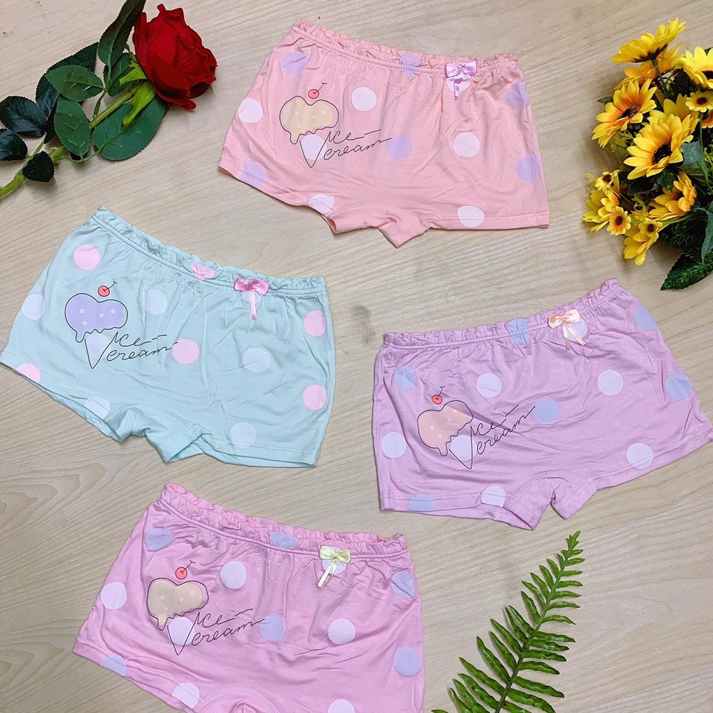 Combo 4 Quần Chip Bé Gái Chất Liệu Thun Cotton Cao Cấp Co Giãn 4 Chiều - Quần Lót Bé Gái Đáng Yêu 2-6 Tuổi