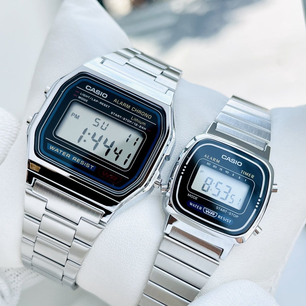 Đồng hồ Nữ Casio LA670WA-1D, đồng hồ chính hãng, bạc mặt đen