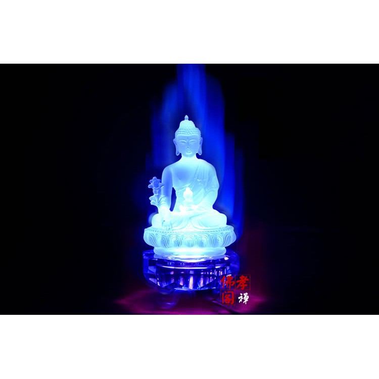 Tượng phật dược sư + đế đèn led - Pháp khí Mật tông - Phật giáo Tây Tạng