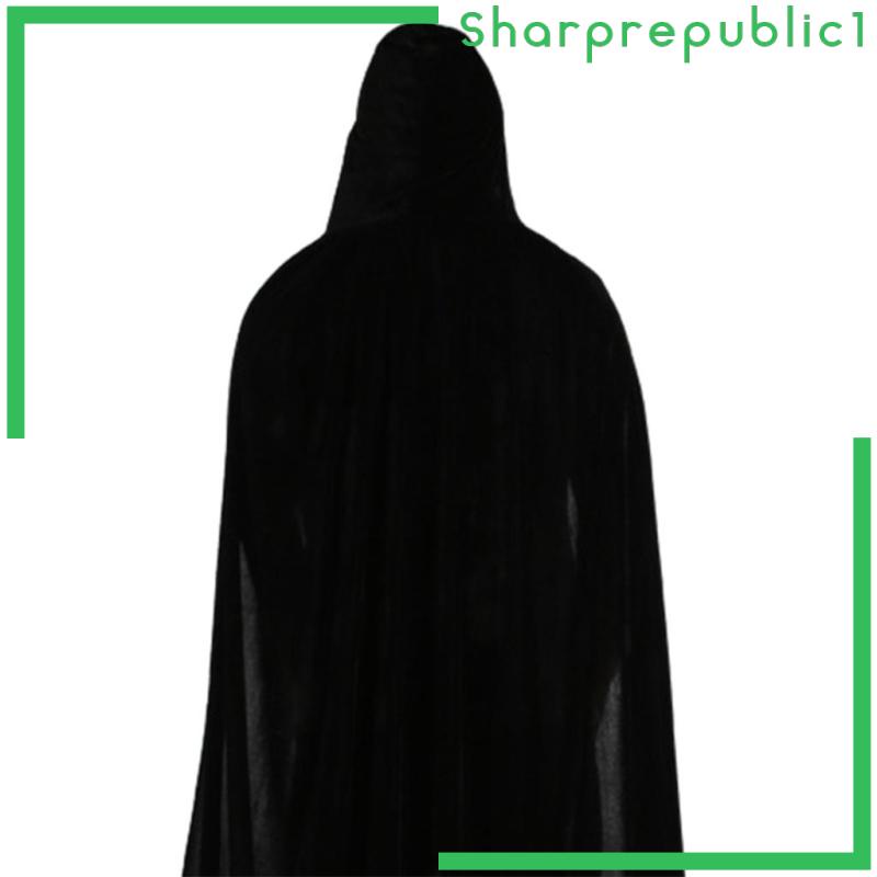 Áo choàng nhung đen dáng dài 150cm có mũ trùm dùng để hóa trang Halloween
 | BigBuy360 - bigbuy360.vn