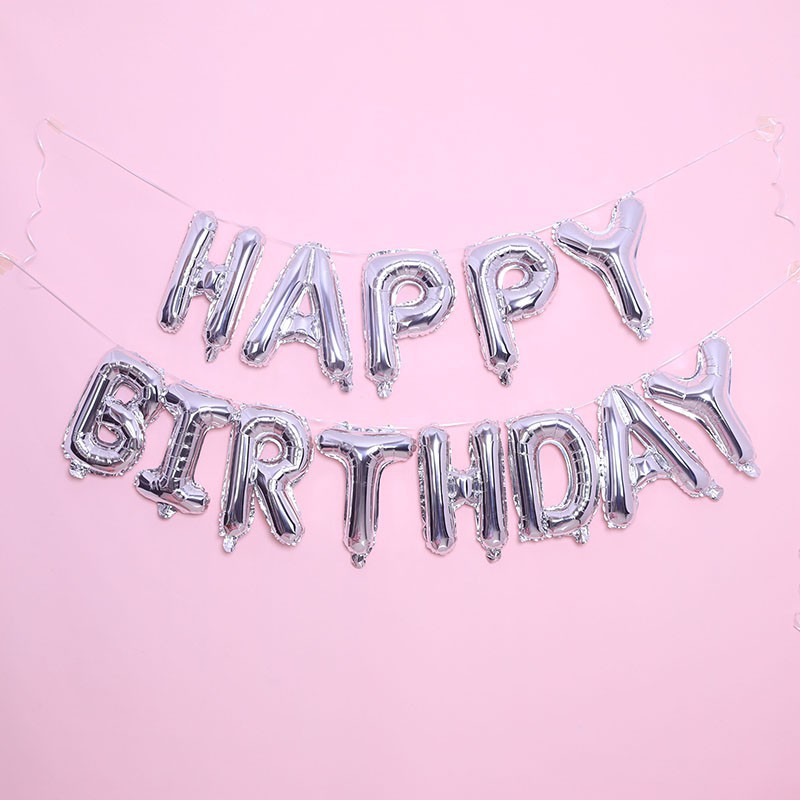 Bong Bóng Tráng Nhôm 16 inch Hình Chữ Happy Birthday Dùng Trang Trí Tiệc Sinh Nhật