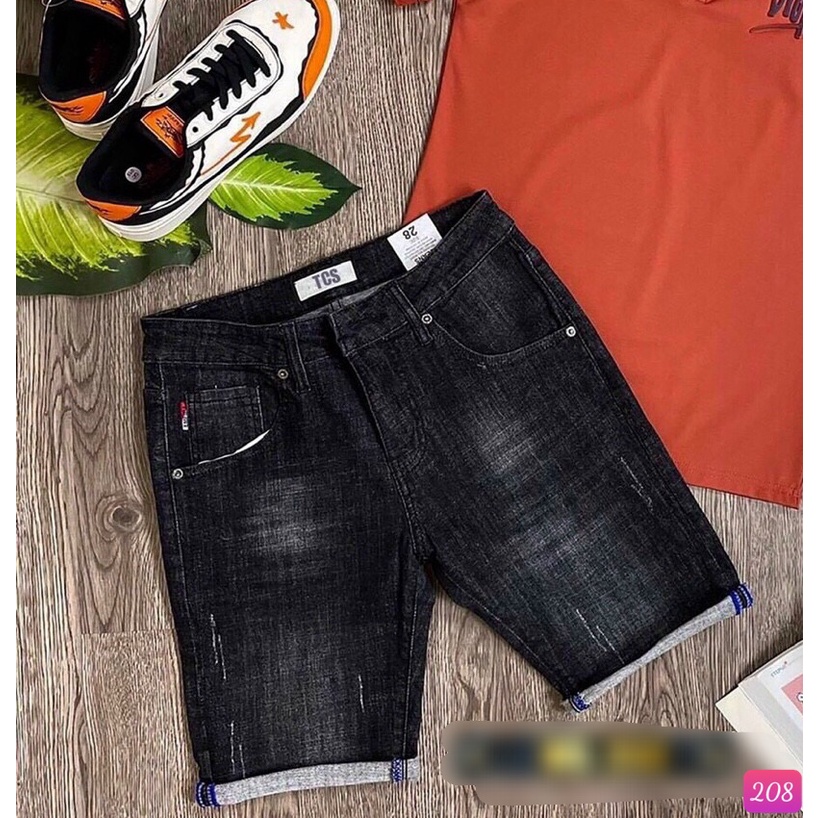 Quần Short Jean Đùi Ngắn Rin Nam Xám Đen Trơn Co Giãn 4 chiều M272