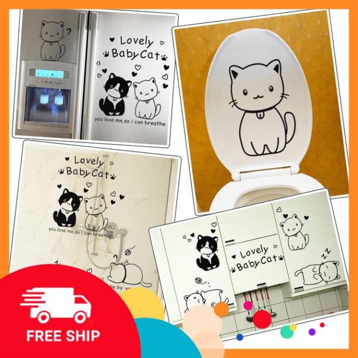 ⚡️𝗙𝗥𝗘𝗘𝗦𝗛𝗜𝗣⚡️ Decal dán tường Mèo xinh