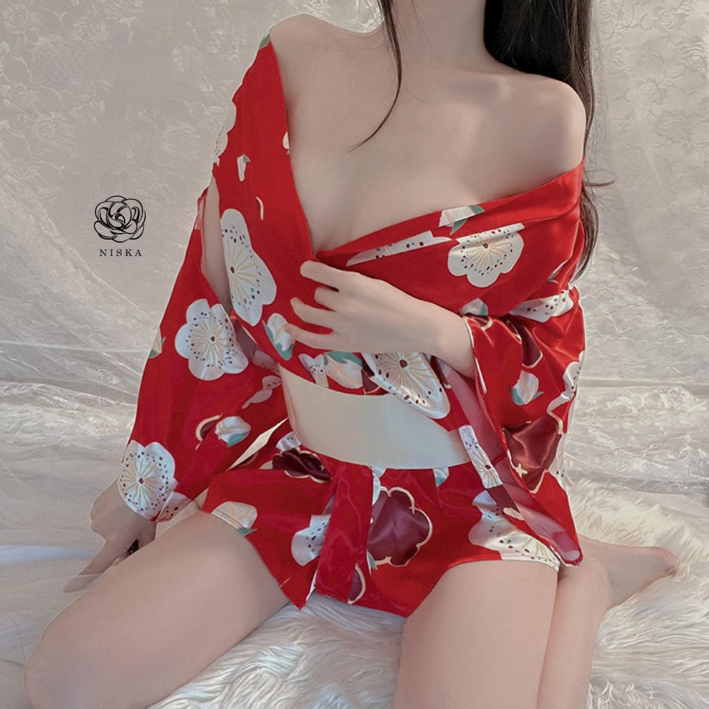 Kimono hoa satin - Mã D295