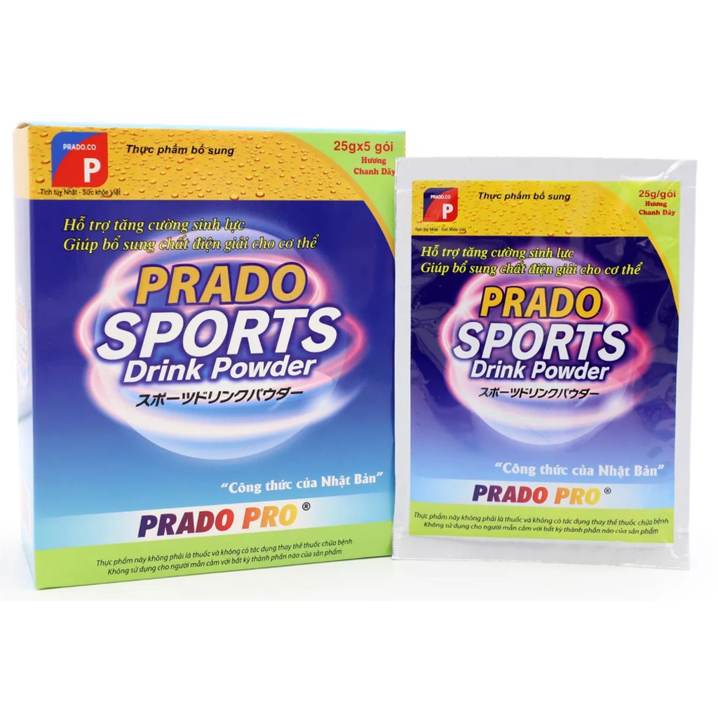 Bột pha nước bổ sung chất điện giải bù nước từ Nhật Bản - Prado Sports Drink Powder, giúp cung cấp năng lượng và các chấ
