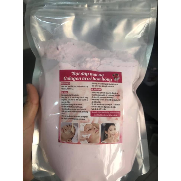 1kg Mặt nạ bạc hà, hoa hồng collagen dưỡng trắng hồng tự nhiên handmade