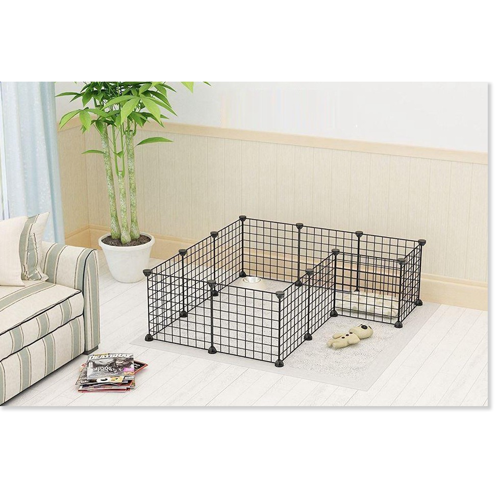 Hanpet- Chuồng ghép quây lưới  70x70x35cm / Chuồng chó mèo lắp ghép từ 8 tấm lưới + 16 chốt / mảnh ghép Quây chó /miếng