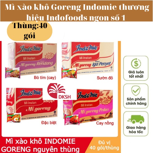 Mì xào khô Goreng Indomie Indofoods ngon số 1 thế giới 1 thùng 40 gói date 11/2023