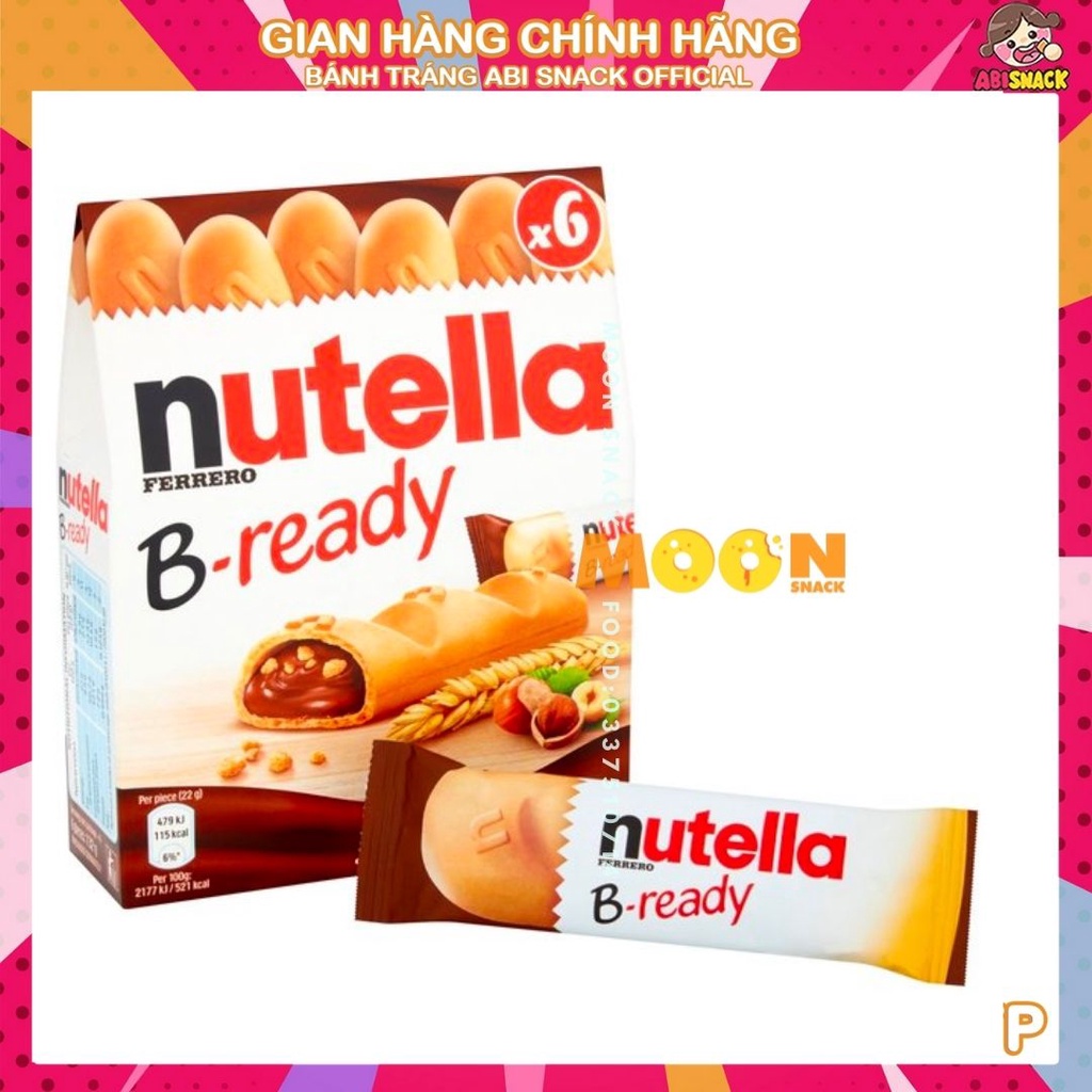 Bánh quy nhân socola hạt phỉ Nutella B-Ready hộp 132gr (6 bánh) nhập khẩu chính hãng Đức