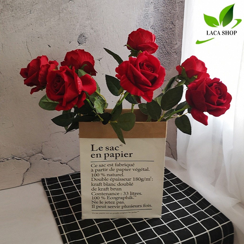 Hoa hồng hoa giả nhiều màu siêu đẹp, bông hồng hoa lụa flannel cao cấp dài 52 cm LHH2