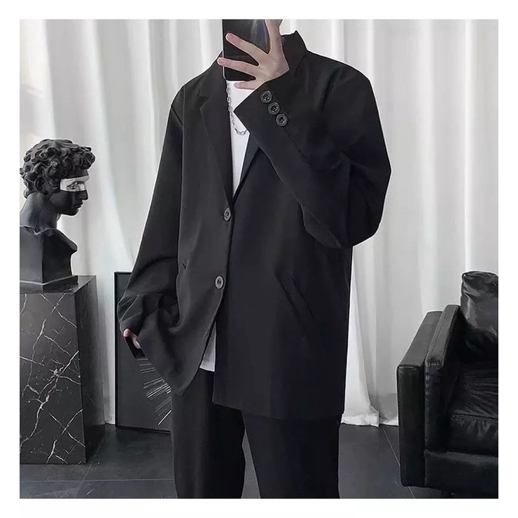 Áo Khoác Blazer Unisex Vest Túi Xéo Hàn Quốc Nam nữ T-A-N AV06. Màu đen