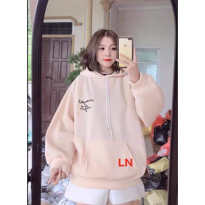 Áo hoodie nỉ chữ kí nhỏ hai mặt LN11