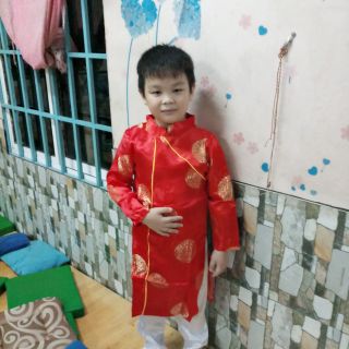 ÁO DÀI BÉ TRAI GẤM VÀ QUẦN PHI BÓNG