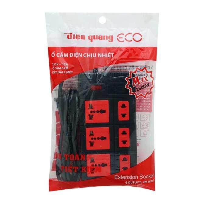 Ổ cắm 6 lỗ 1 công tắc 2M / 5M ECO Điện Quang - Điện Việt