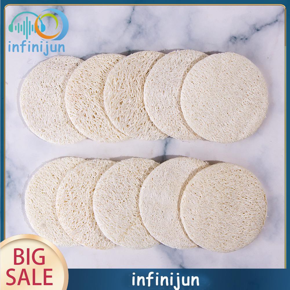(Hàng Mới Về) Set 10 Miếng Bông Tắm Bằng Xơ Mướp Tự Nhiên