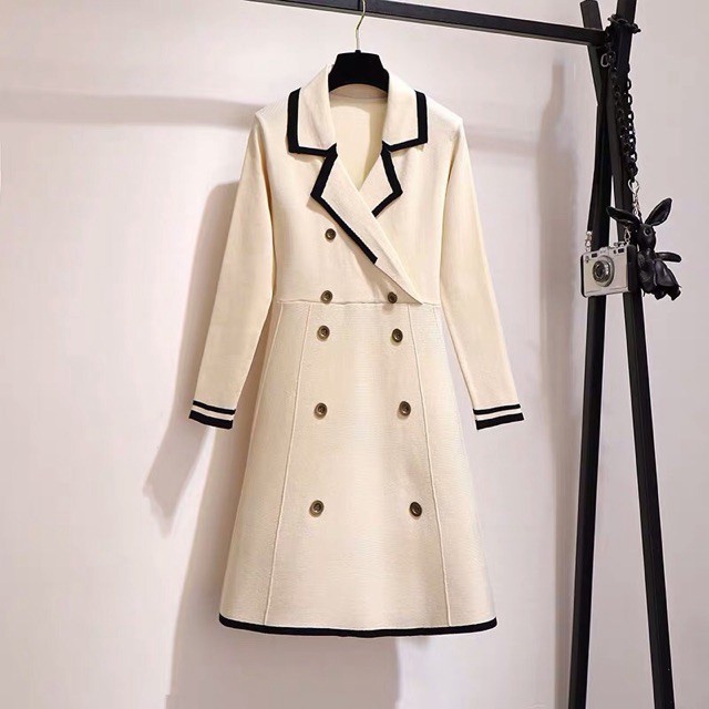 Váy len cổ vest dài váy 84-87cm