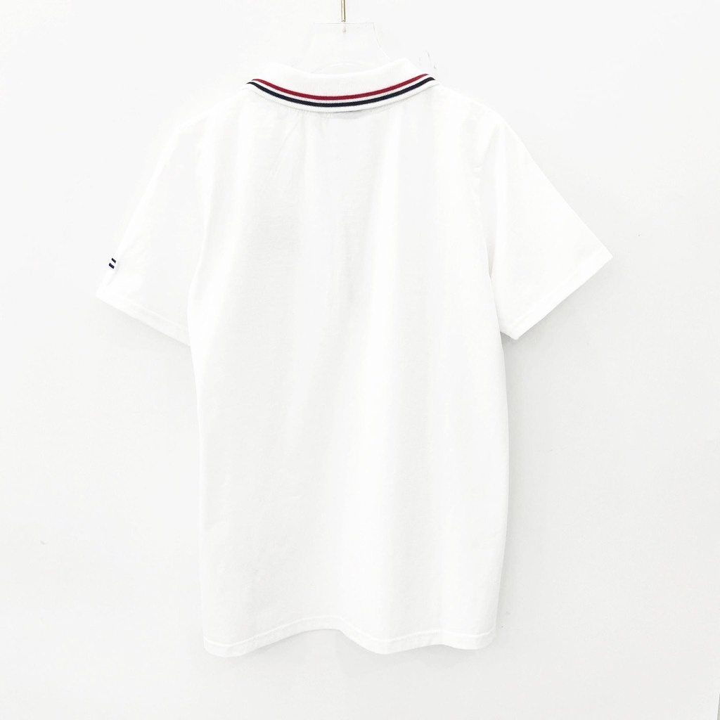 [HÌNH THẬT] ÁO THUN CỔ TRỤ TOMMY TRẮNG ĐEN DÂY KÉO VNXK   - COTTON 100%
