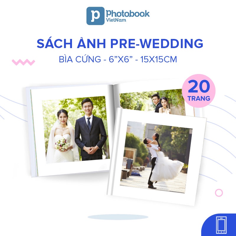  In sách ảnh Pre-wedding 20 trang 6” x 6”  - Thiết kế trên app Photobook