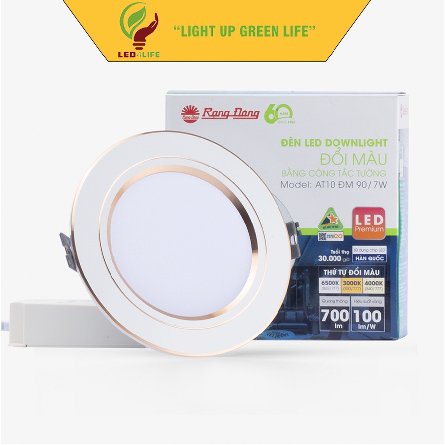 Đèn LED Downlight âm trần Rạng Đông AT10 đổi màu