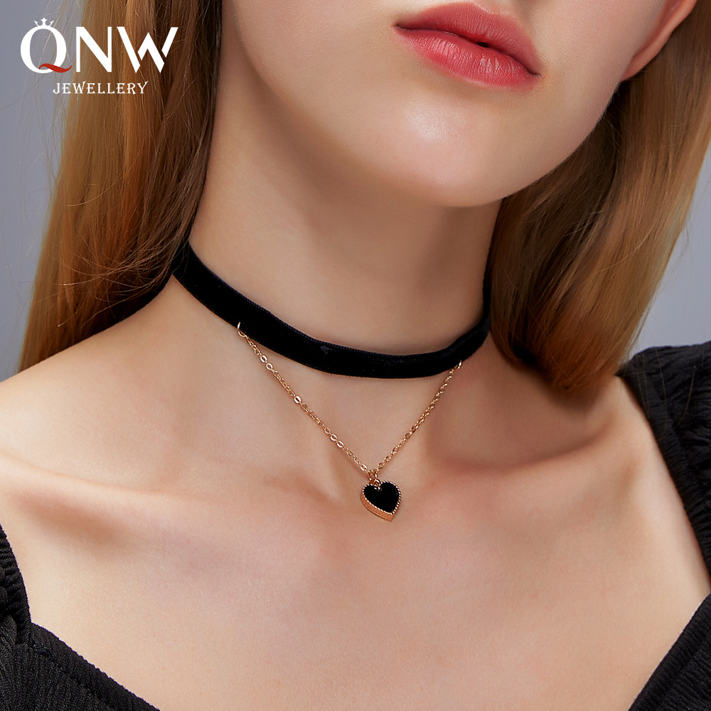 Vòng cổ choker Mặt Hình Trái Tim Đính Ngọc Trai Thời Trang Cho Nữ