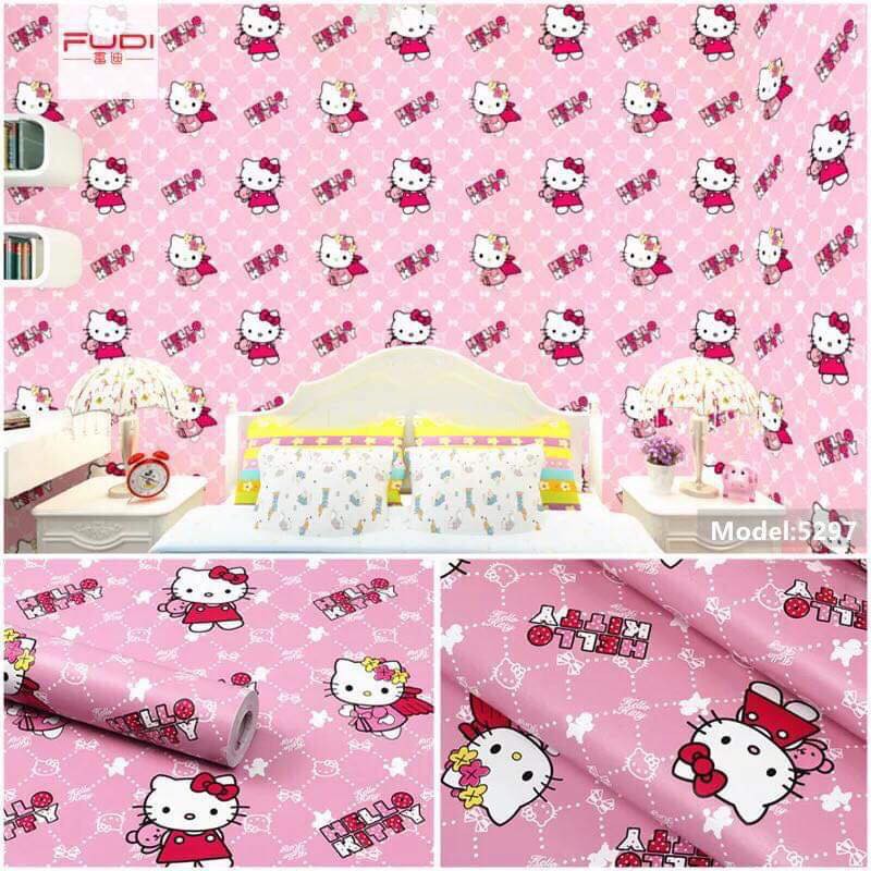 10m GIẤY DÁN TƯỜNG HELLO KITTY (có keo sẵn)