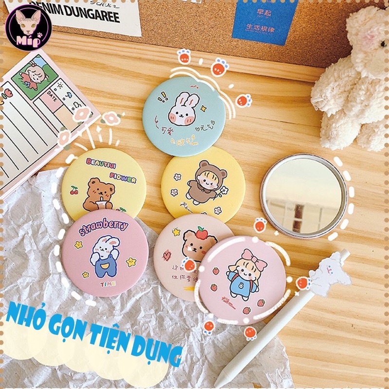 Gương mini -gương cầm tay văn phòng phẩm handmade thời trang Hàn Quốc vintage