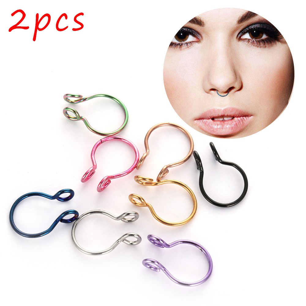 Bộ 2 khuyên xỏ mũi thời trang 8mm bằng thép không gỉ nhiều màu tùy chọn dành cho bạn nữ